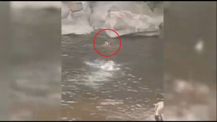 Video: el desesperado rescate de un abuelo y su nieto en pleno río