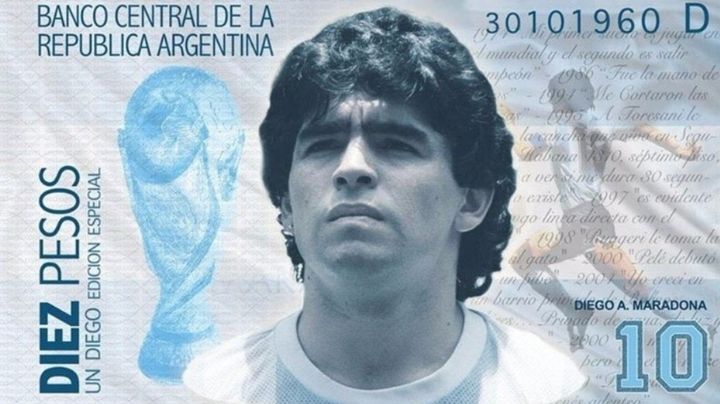 Proponen crear el billete de 10 con la imagen de Maradona