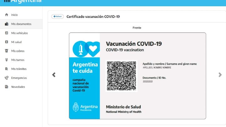 Las personas vacunadas en el exterior podrán obtener una constancia desde la web Mi Argentina