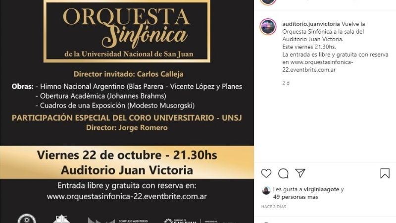 El Auditorio Juan Victoria publicó su agenda de espectáculos