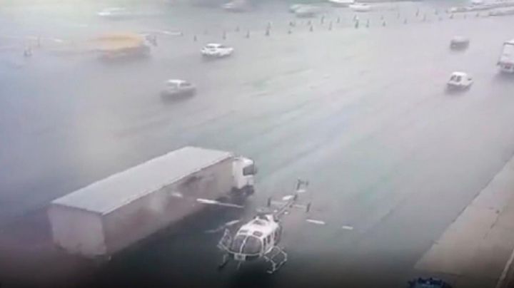 Un helicóptero y un camión chocaron en plena autopista