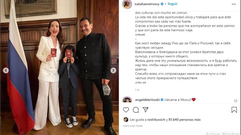 Natalia Oreiro y su hijo Atahualpa son ciudadanos rusos