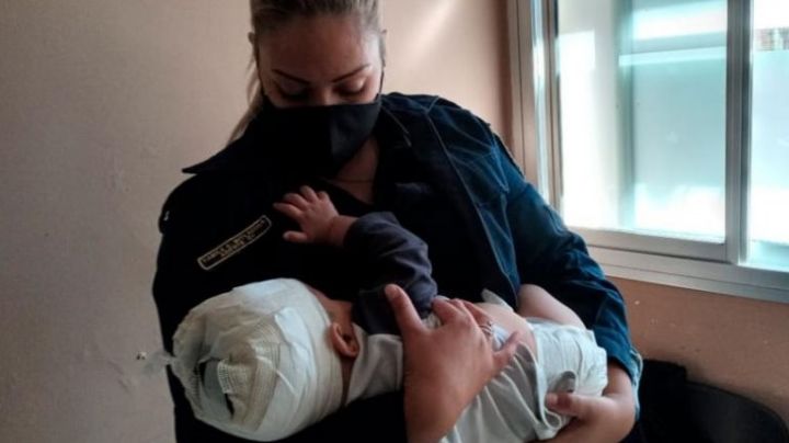 Policía amamantó a un bebé al que le incrustaron un tenedor en la cabeza
