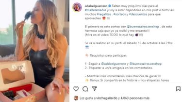 Adabel Guerrero, con esposas y antifaz, sorprendió en las redes sociales