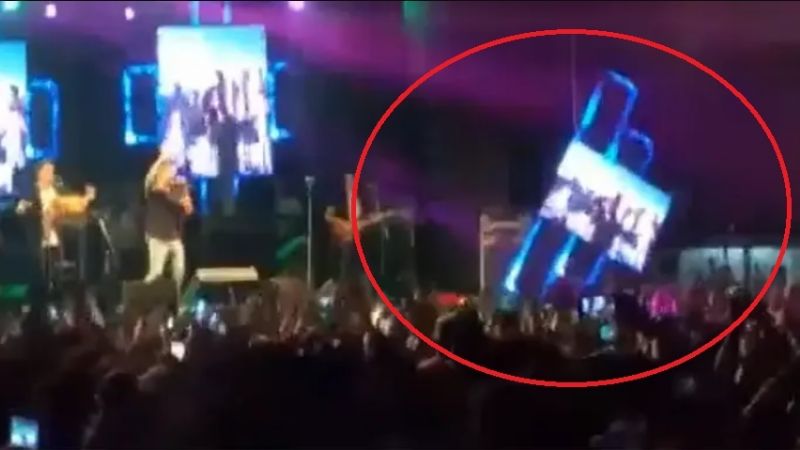 Video: se cayó parte del escenario sobre el público en un show en Rawson