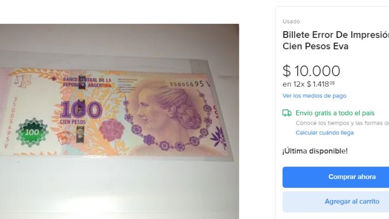 El billete que le gana a la inflación: piden hasta 10 mil por $100 con un error de impresión