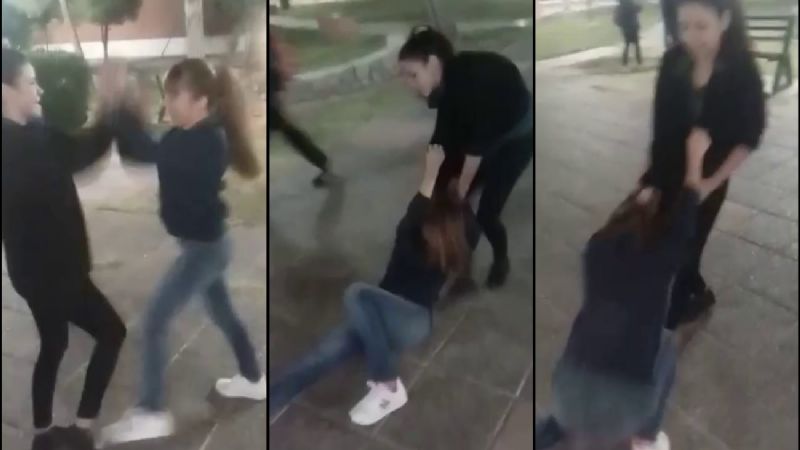'De las mechas': grabaron otra violenta pelea de alumnas en una plaza