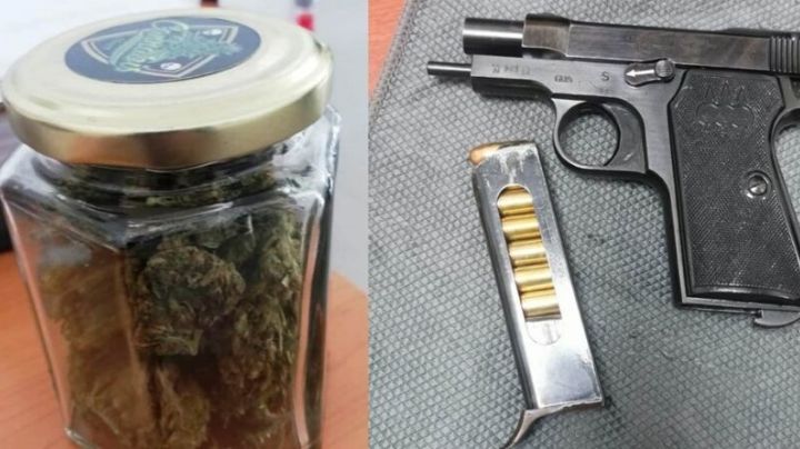 Condenaron a un sujeto que llevaba un frasco de marihuana y un arma en su mochila