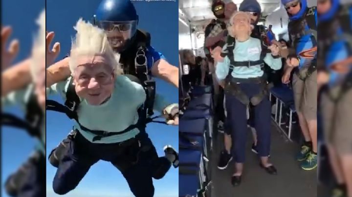 Increíble: tiene 104 años, saltó en paracaídas y espera ganar un Guinness
