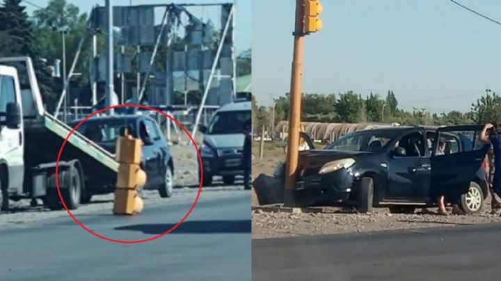 Choque en Ruta 40: el conductor no sabía que ahí había un semáforo