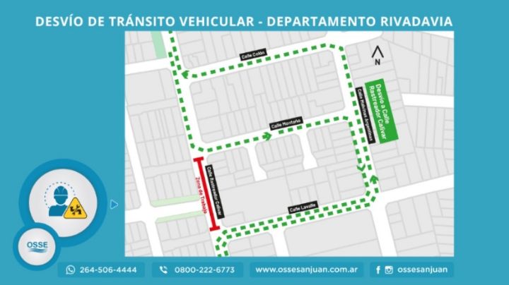 Atención: por 45 días interrumpen el tránsito en una importante arteria de Rivadavia
