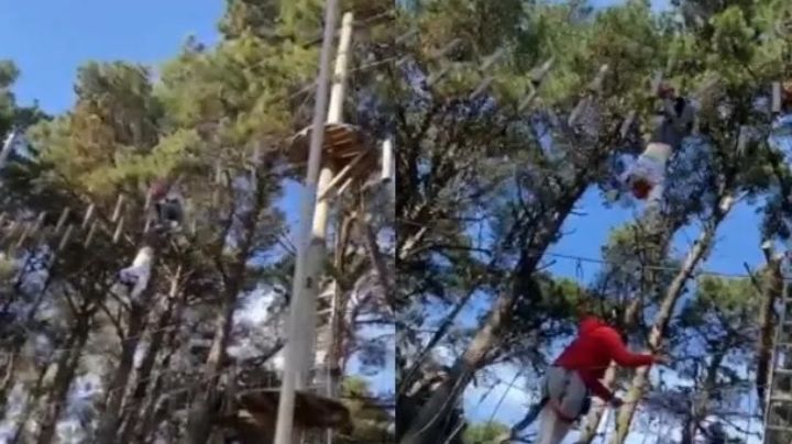 Impactante rescate: una nena quedó colgada de un juego a 10 metros de altura