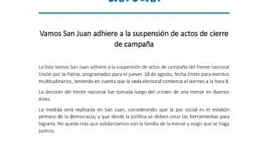Por la muerte de Morena, suspendieron cierres de campaña en San Juan