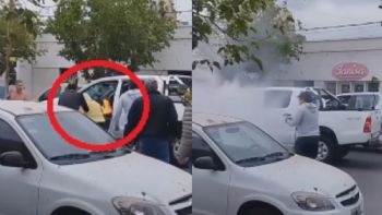 Video: así se incendiaba la camioneta donde viajaba la pareja herida