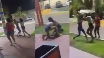 Escándalo en Angaco por dos chicas que se agarraron a trompadas en plena plaza